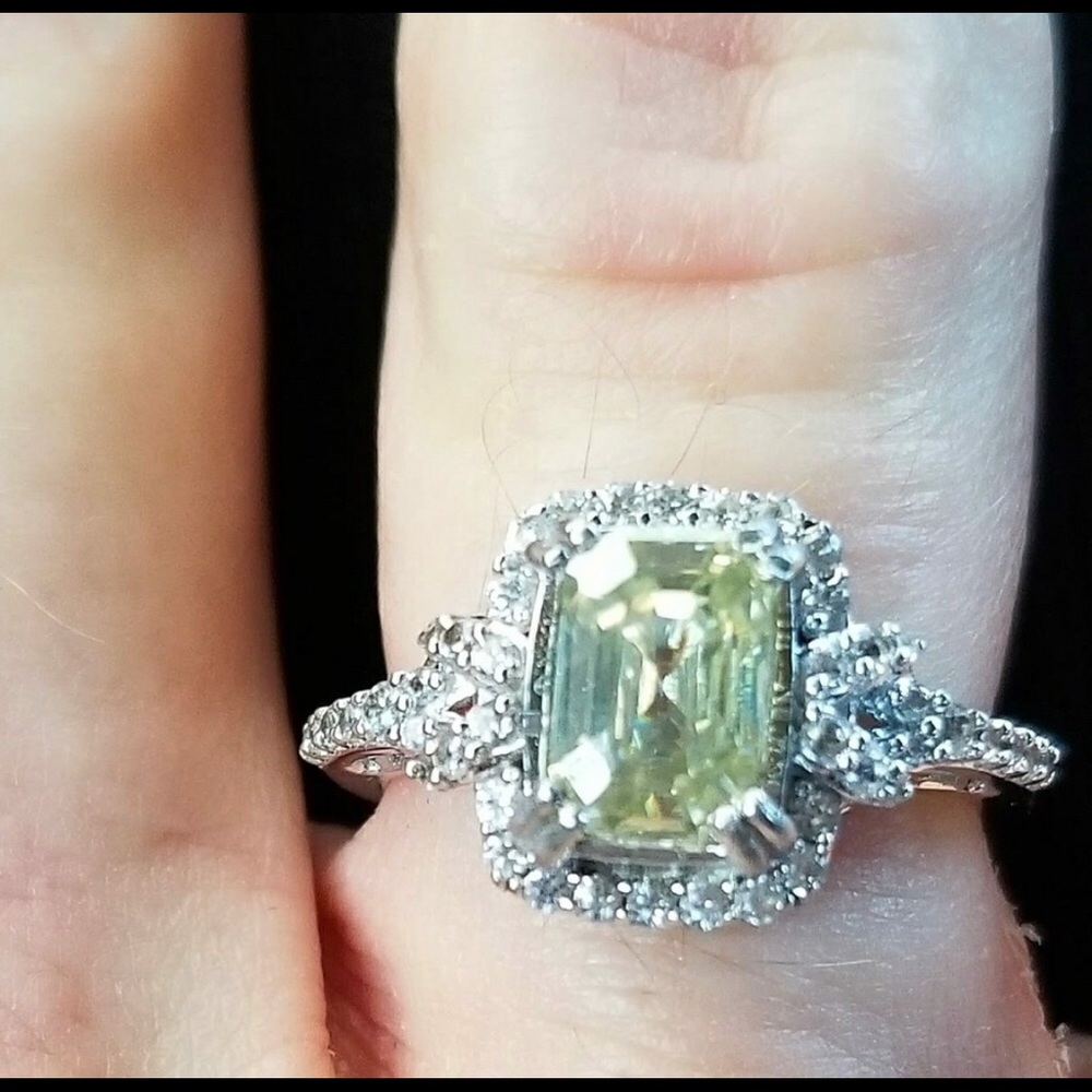 Canary Yellow Moissanite Emerald Cut Ring